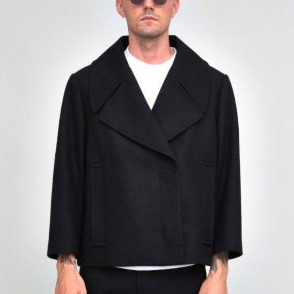 OAK Black Wool Admiral Coat -- Large - Picture 5 of 14
